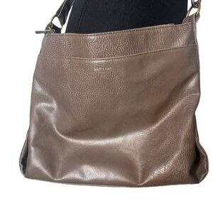 MATT  & NAT Nutmeg Taupe Vegan Large Crossbody Messenger Shoulder Bag Distressed